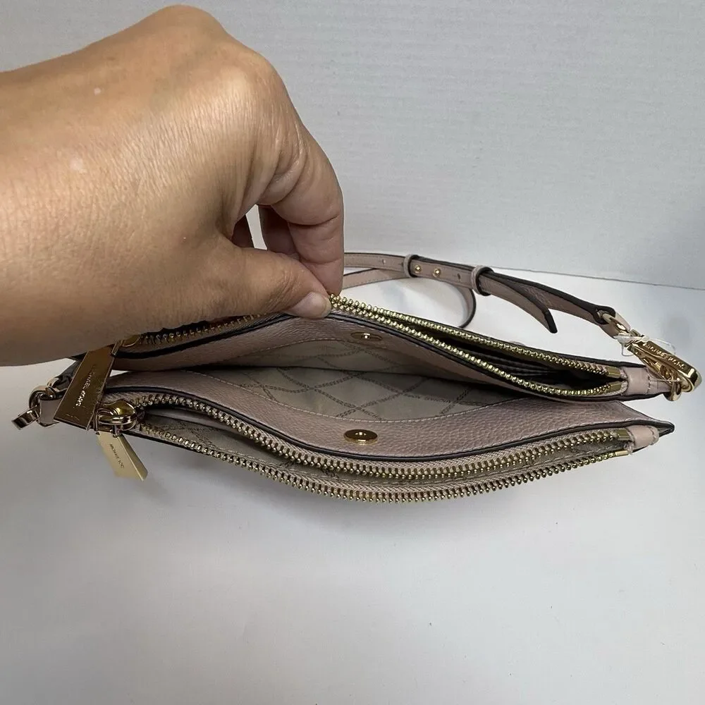 Michael Kors Women's Jet Set Large Leather Double Pouch Crossbody In Soft Pink